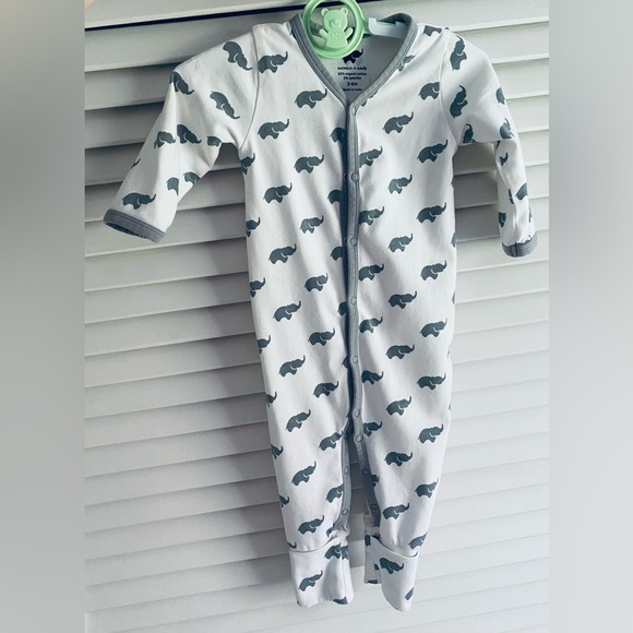 Monica + Andy Organic Cotton Snap Front Coverall-3-6Months Elephant - Picture 1 of 4